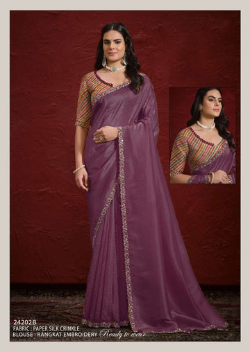 New Paper Silk with Rangat Embroidery Stitched Blouse
