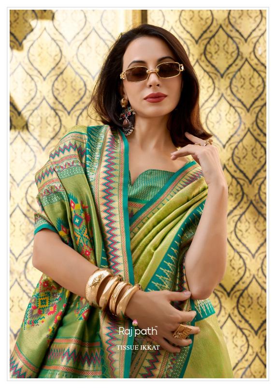 Tissue Silk Traditional Sareee with Ikkat Pattern