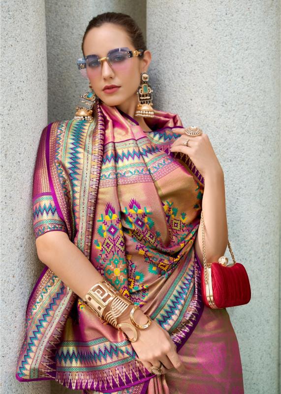 Tissue Silkk Traditional Saree with Ikkat Pattern